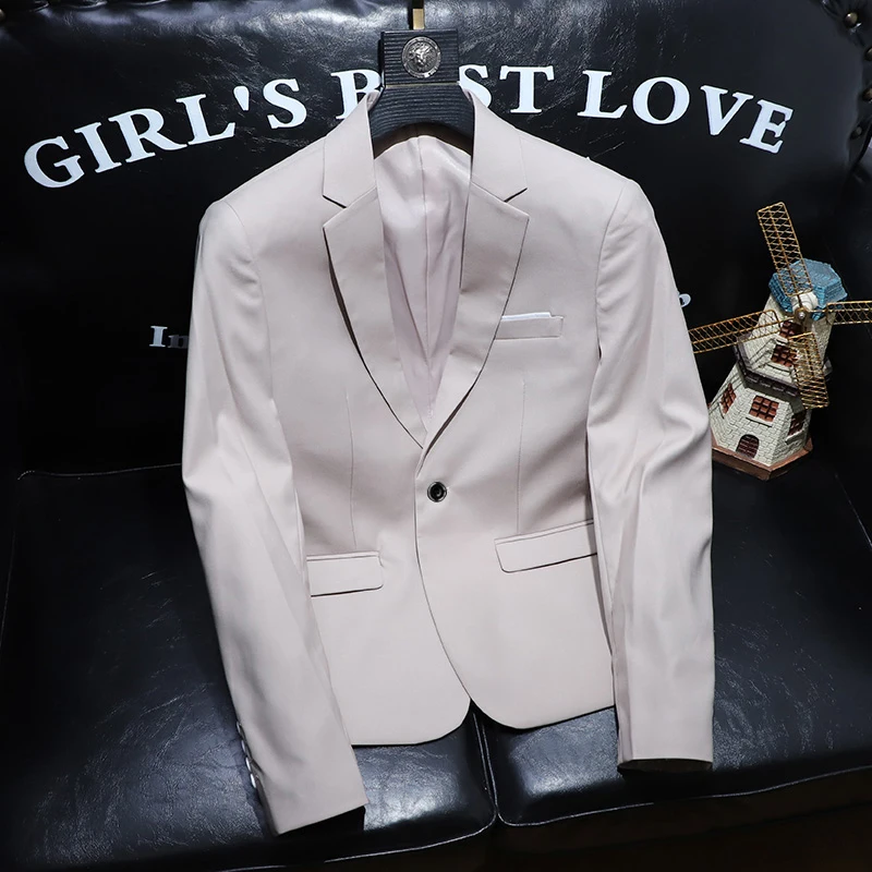 Fashion Men Blazers High Quality Slim Fit Solid Color Casual Business Mens Suit Jacket Formal Office Wedding Suit Tops