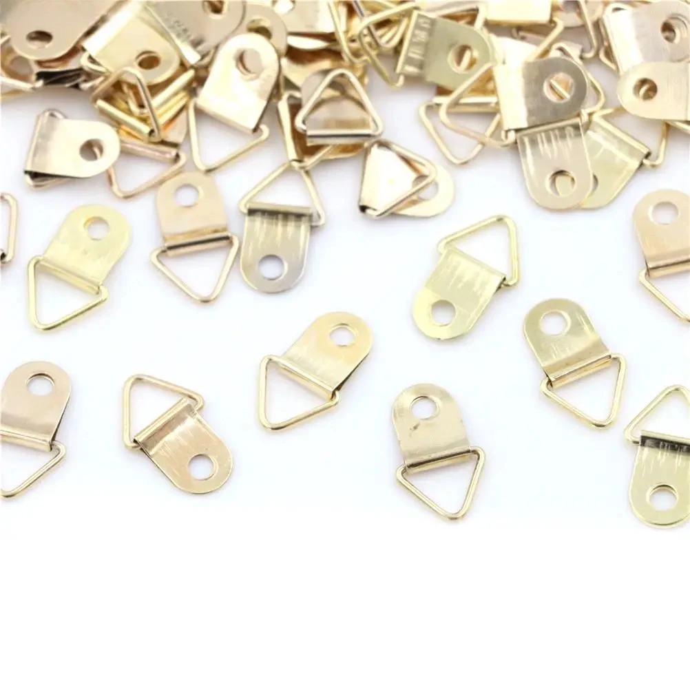 10/100PCS/Lot Golden Triangle D-Ring Hanging Oil Painting Mirror Picture Frame Hanger
