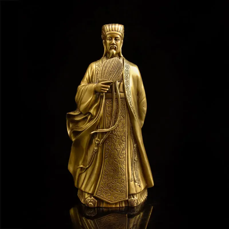 

Pure Copper Zhu Geliang Ornaments Kong Ming Statue Home Living Room Office Wine Cooler Decorations