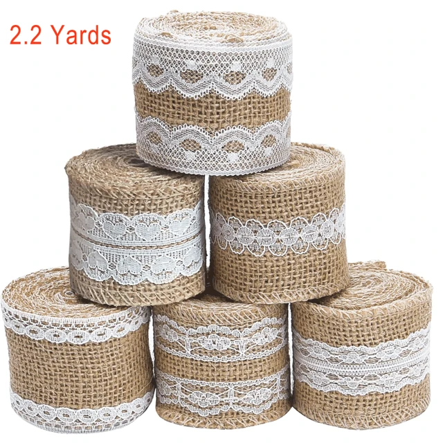 Natural Jute Burlap Ribbon 3 inches White - Packaging Decor