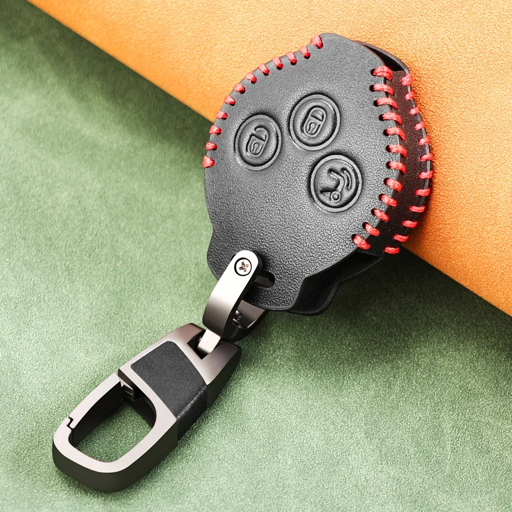 Leather Car Key Case Remote Cover For Mercedes Benz Smart 451 Chiave Roadster Crossblade Fortwo Roadster K Forfour Accessories key case cover,key case