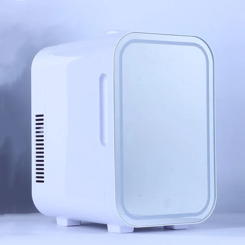 Mini Fridge 10L Car Home Dual Use LED Light Temperature Control Makeup Cosmetic