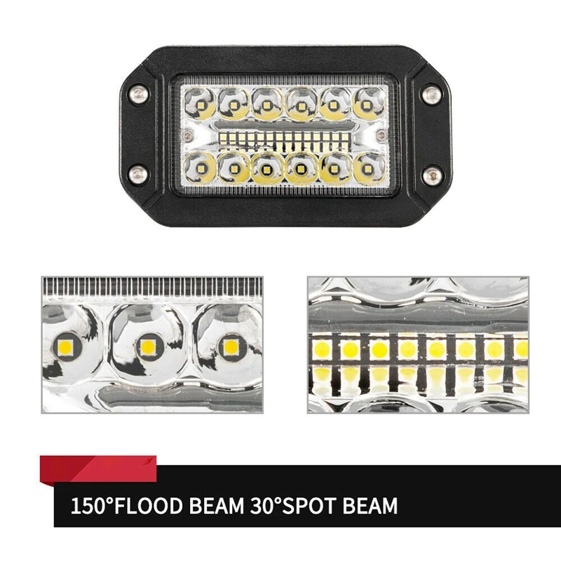 플러시 마운트 작업 조명, 슈퍼 브라이트 스포트라이트, 자동차 헤드라이트, 26 LED, 12V, 6 인치, 4 개