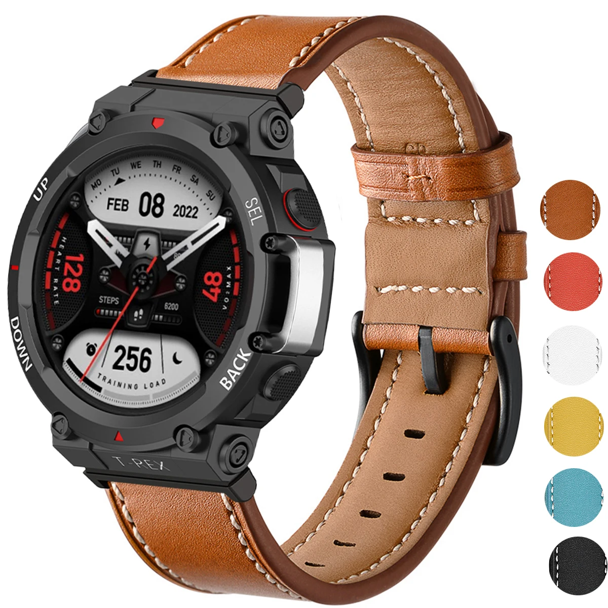 Leather Watchband Strap For Amazfit T-rex Replaceable
