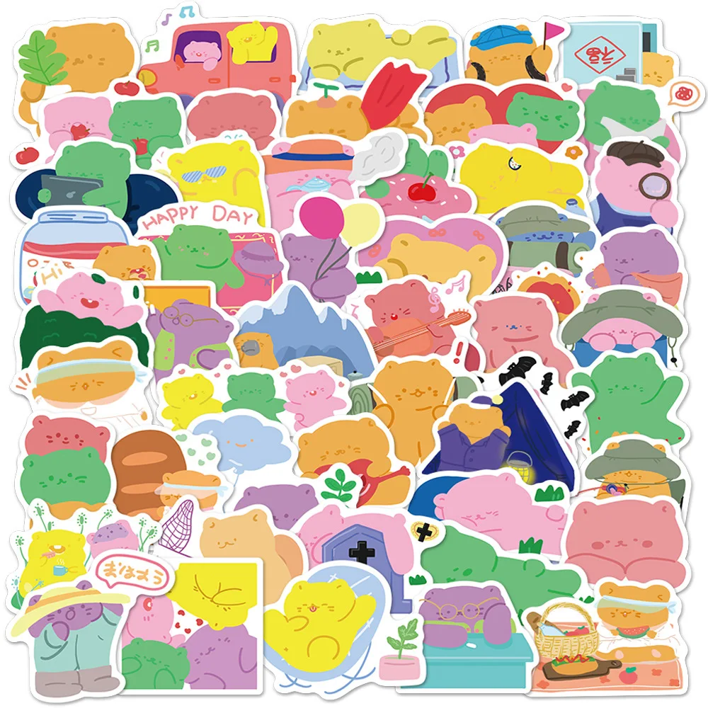 

10/30/50 PCS INS Candy Colors Bear Graffiti Stickers Decorative Stationery Scrapbook Notebook Diary DIY Decal Toys for Girl Gift