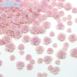 Elegant Purple Rose Nail Art Rhinestones - 50pcs 3D Resin Gems for Stunning Nail Decorations (Purple)