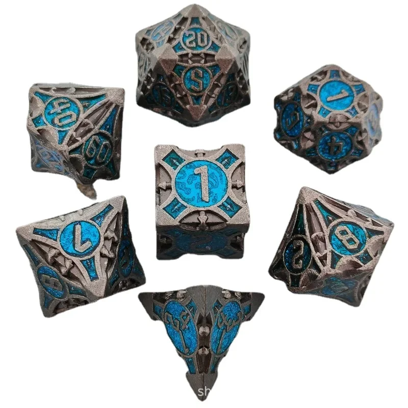 

7pcs/set New D4/6/8/10/12/20 Polyhedral Solid Metal Number Digital Dice Set for DND TRPG Entertainment Table Board Card Game