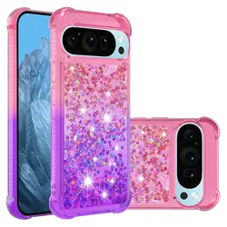 Bling Moving Liquid Glitter Waterfall Protective Phone Case - Google Pixel 8 Pro (Pink purple)