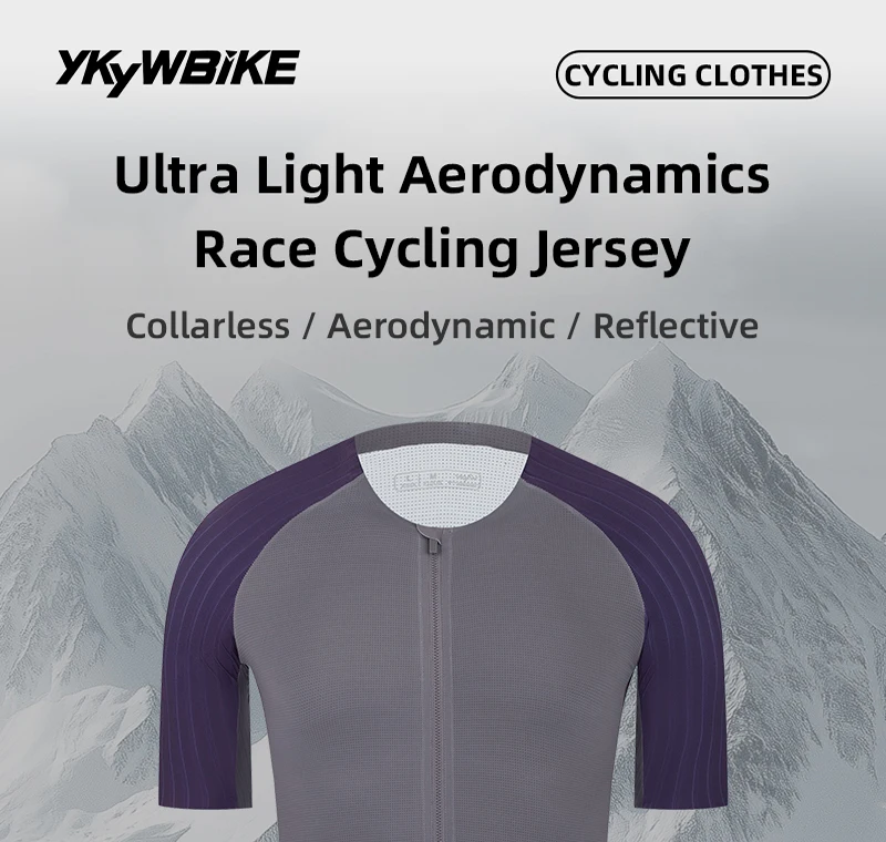YKYW Herren-Radtrikot, Rennen, kurzärmelig, kragenlos, ultraleicht, Aerodynamik-Trikot, Fahrradshirt, Rennrad, MTB, Pro-Tops – Detail 8