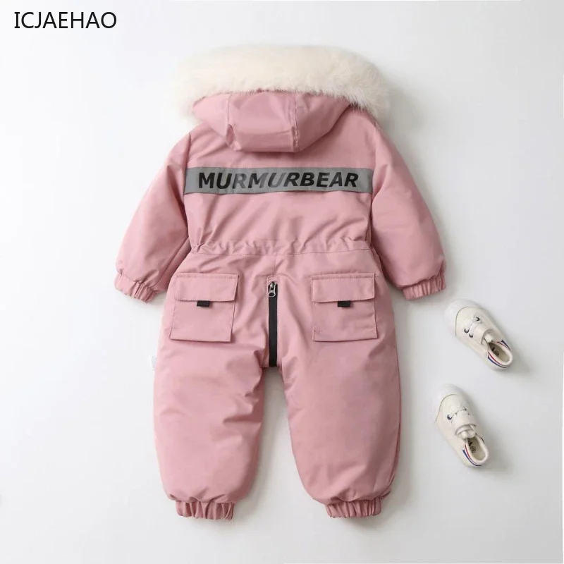 Girls Boys Skiing Waterproof Clothing Solid Color Thin Baby Romper Winter Fashion Trend Outdoor Clothes Winter