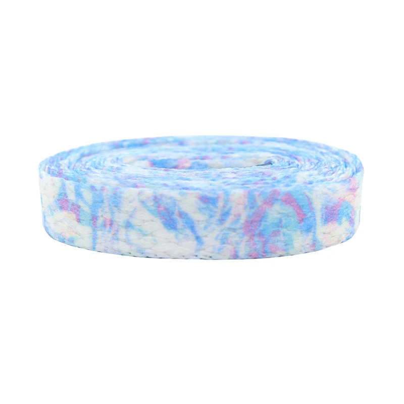 Weiou Lace 8MM Flat String Shoe Accessories Dazzling Male Female Unisex Rope Blue-White Heat Transfer Printing Cordon Wholesale