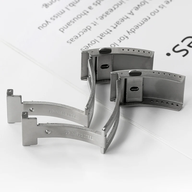 Watch Clasp 16mm 18mm 20mm 22mm Silver/black Folding Safety Milled Clasp Replacement Stainless Steel Deployant Watch Buckle watch buckle clasp watch buckle