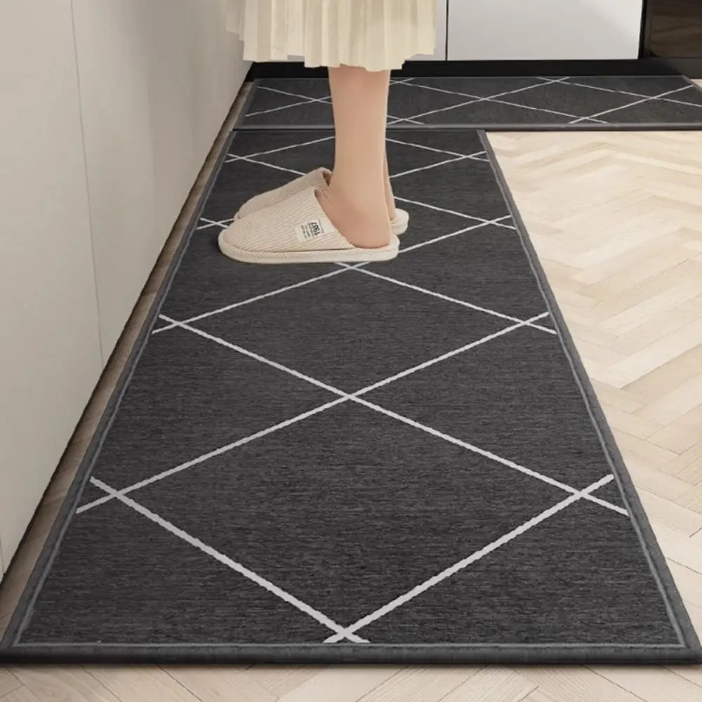 

Dark Grey Kitchen Floor Mat Waterproof Super Absorbent Bedroom Rug Washable Non-Slip Rubber Backing Long Strip Carpet