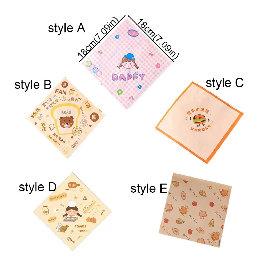 Square Sandwich Wrapping Paper Oil-Proof Disposable Food Toast Sandwich Hamburger Paper Cut Baking Tool Kitchen Accessories