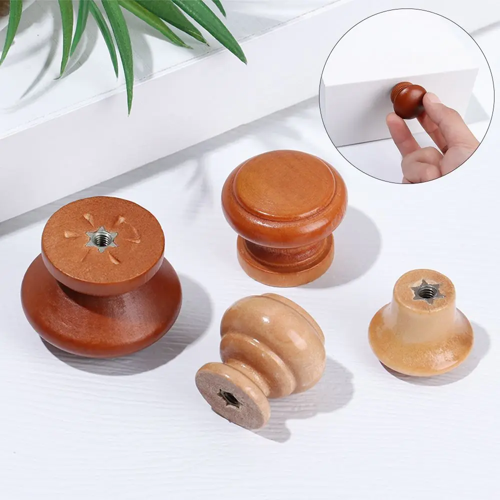 Wooden Retro Cabinet Dresser Drawer Knobs cabinet drawer knobs Single Hole Cupboard Handle with Screw Wardrobe Pulls Handle Furniture Hardware