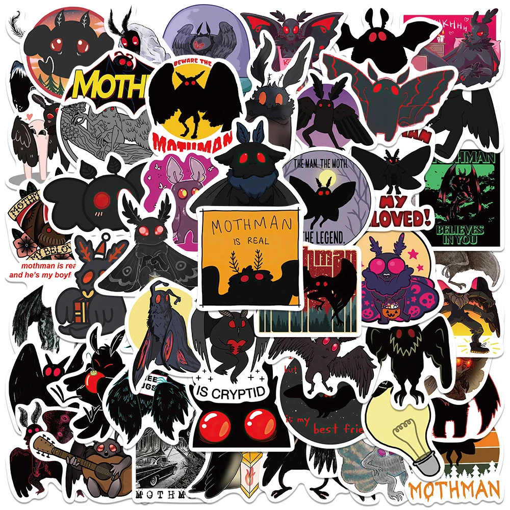 Autocollants waterproof Mothman en PVC pour enfant, 10/30/50 pièces, stickers, graffiti, dessin animé, horreur, ordinateur portable, skateboard, moto, cool, jouets