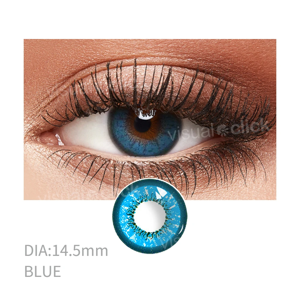 Lentes de Contato Coloridas Clique Visual para Olhos, Cosplay Anime, Azul, Vermelho, Lente Multicolorida, Pupilas de Beleza