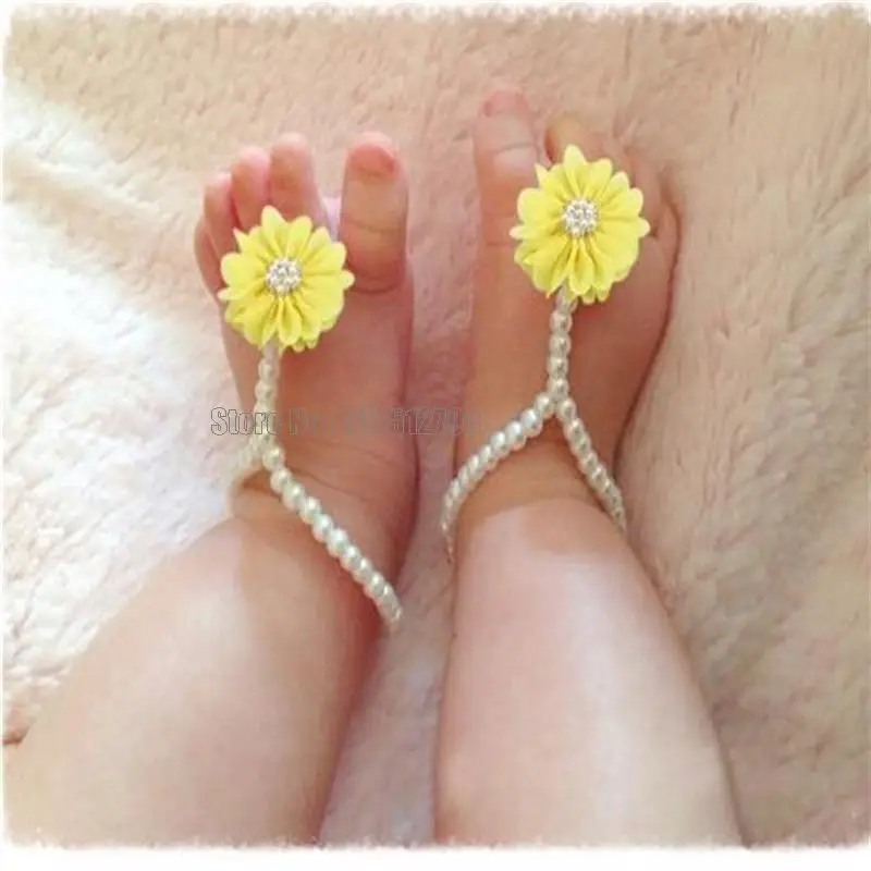 Baby Kids Anklets Shoe Fashion Jewelry With Flowers Foot Chain Infant Newborn Colorful Barefoot Accessories Cute
