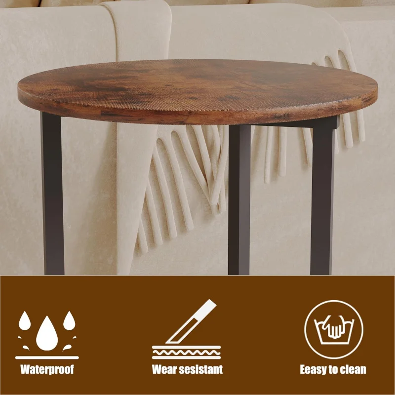 طقم طاولة خدمة القهوة المستديرة مكون من 3 قطع بإطا...