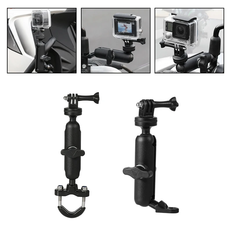 

New Motorcycle Bike Camera Holder Handlebar Mirror Mount Bracket 360 Rotating Fits For Hero8/7/6/5/4/3+ Action Cameras Accessory