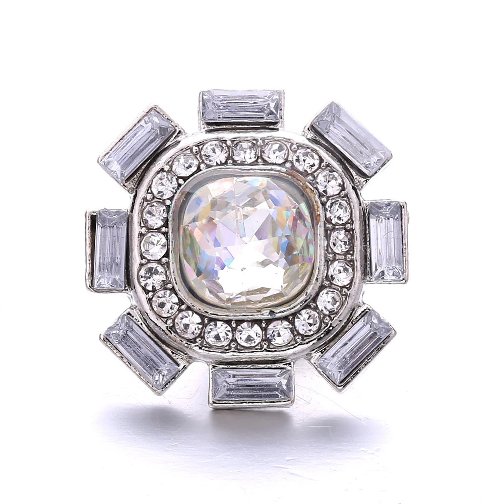 20pcs New Crystal  Flower 18mm Metal  Buttons Snap Bracelets Bangles Snaps Jewelry Making