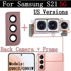 Premium Camera Frame Cover Lens with Front & Rear Flex Cable for Samsung Galaxy S21 5G (S21 Back pink US)