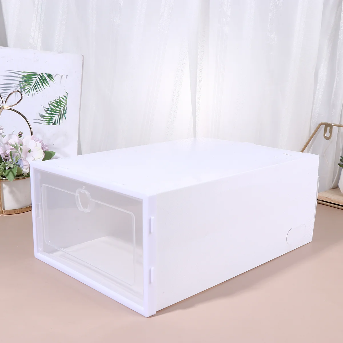 

Clear Stackable Shoe Boxes for Sneaker Storage and Display (White, Random Frame Color)