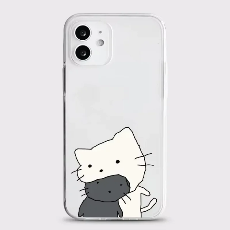 Adorable Korean Kitten Couple Shockproof Silicone Phone Case