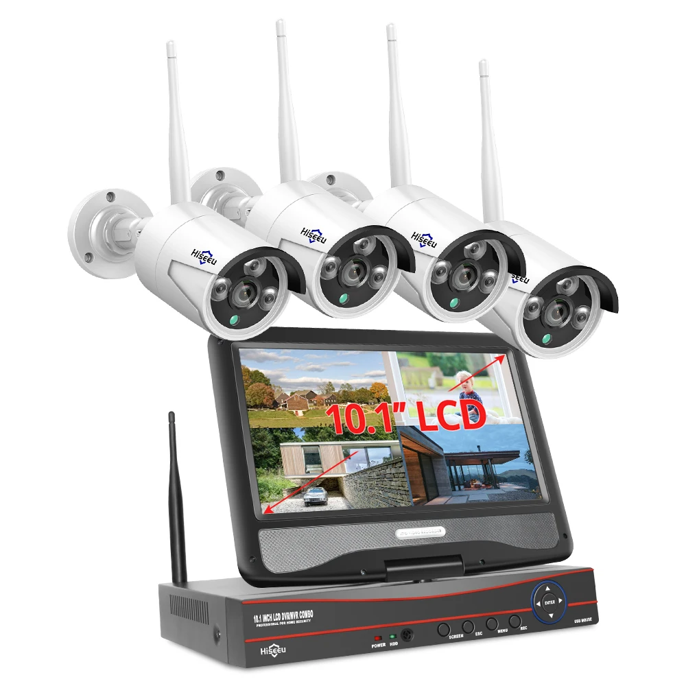 [1096] Hiseeu Wireless NVR Kit 防犯カメラセット Hiseeu H.265+ All in one with 10/12