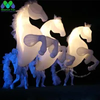 Wholesal Walking 3m White Inflatable Horse Costume With Lights Inflatable Cartoon Mascot Costume For Carnival Parade Performance 1
