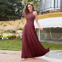 Elegant Bridesmaid Dress – Halter Neck, Beaded Fishtail Gown