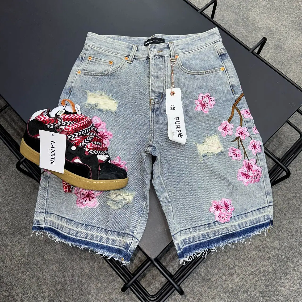 [ KIRSH ]★CHERRY DENIM PINTUCK SHORT PANTS MUSINSA | KIRSH Cherry Denim Pintuck Shorts [White]