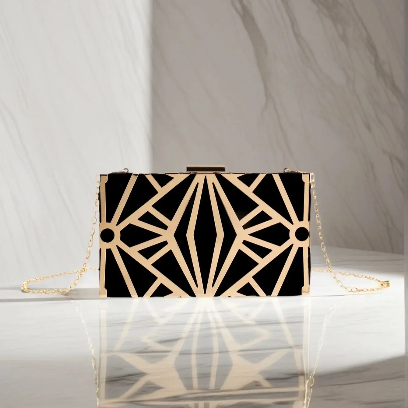 Green Glitter Metal Evening Clutch Bag for Women