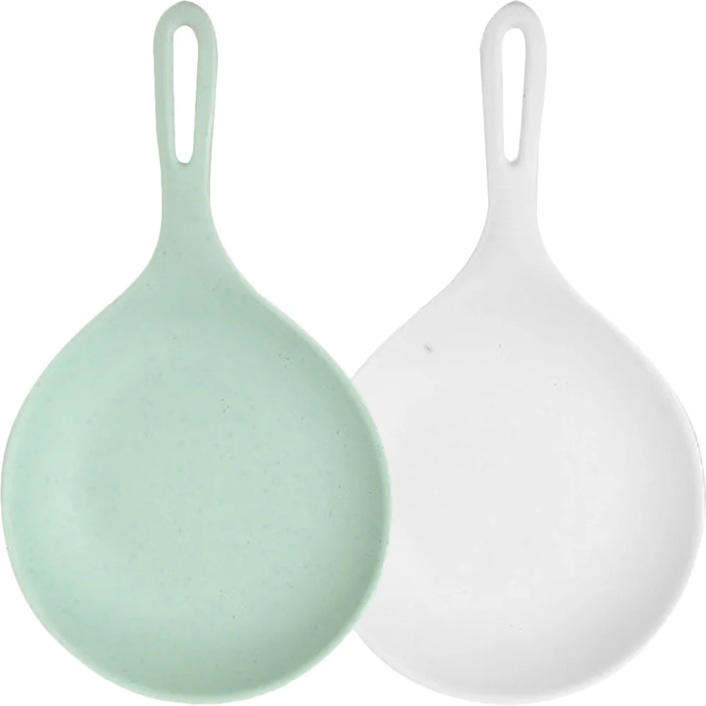 

2 Pcs Dessert Spoons Plastic Plate Large Food Dish With Handle Snack Simple Plates Small Serving Fried Chicken Pasta Miss