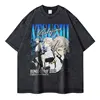 Nakahara Chuuya T-shirt Vintage Washed Anime Bungo Stray Dogs T Shirts Oversized Streetwear Dazai Osamu Atsushi Tops Tees Men 2