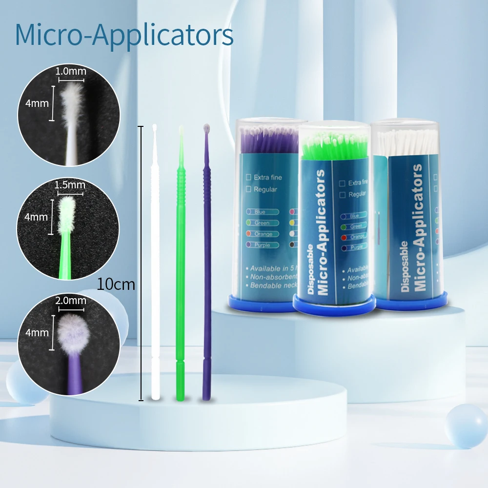

100Pcs Dental Disposable Micro Applicator Tips Brush Medical Grade Extra Fine Green