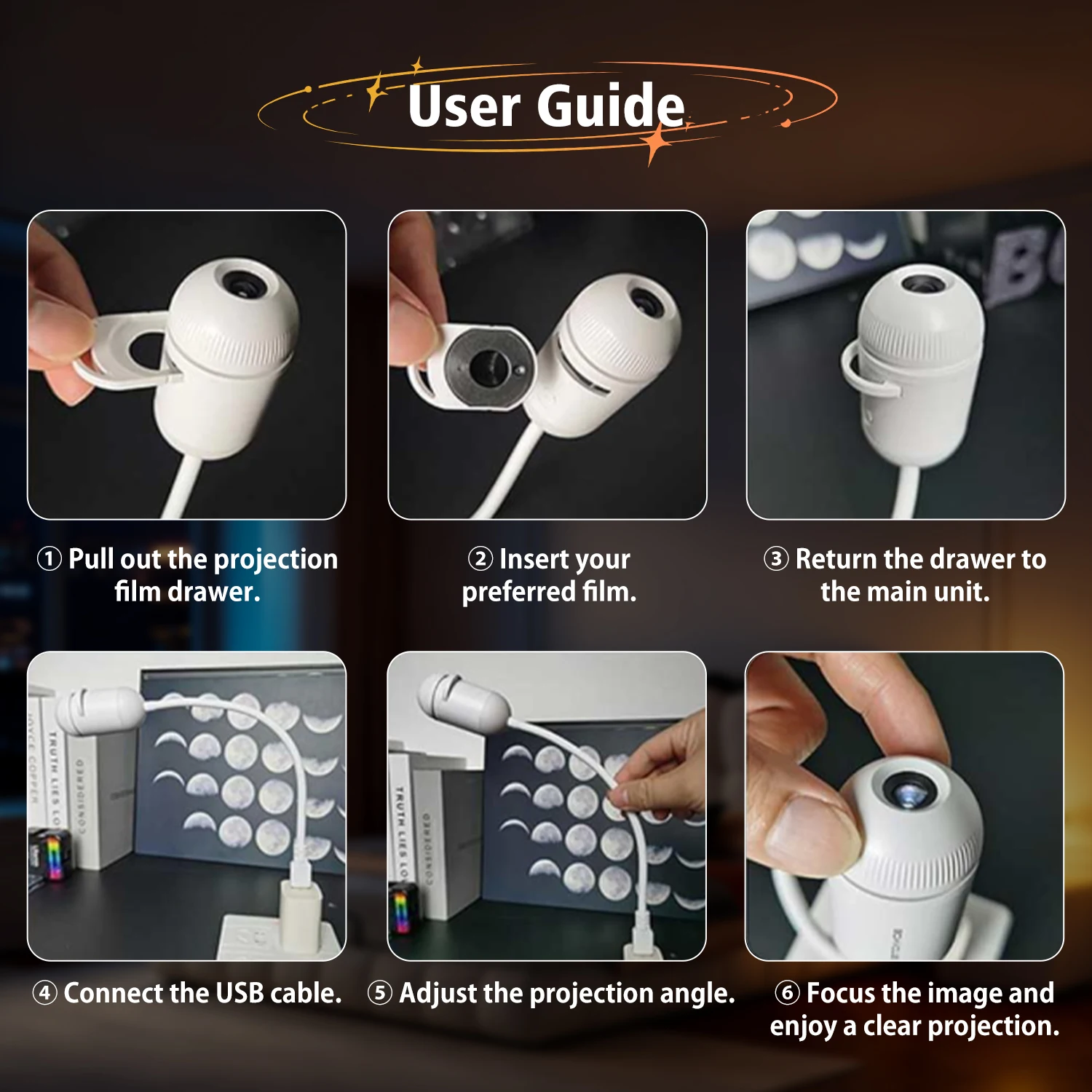 รูปสินค้า ไฟฉาย USB ปรับระยะโฟกัส สร้างบรรยากาศหลากหลาย