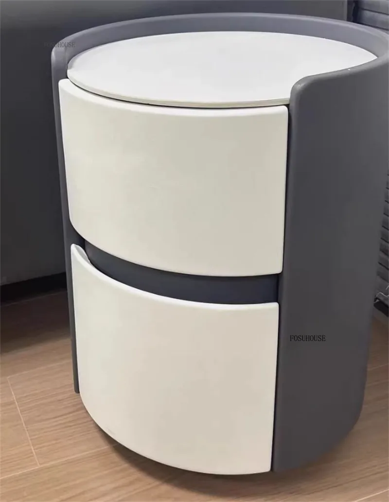 Description Picture 5 of itemLight Luxury Designer Round Bedside Tables High-end Solid Wood Bedroom Nightstand Modern Living Room Coffee Table Home Furniture