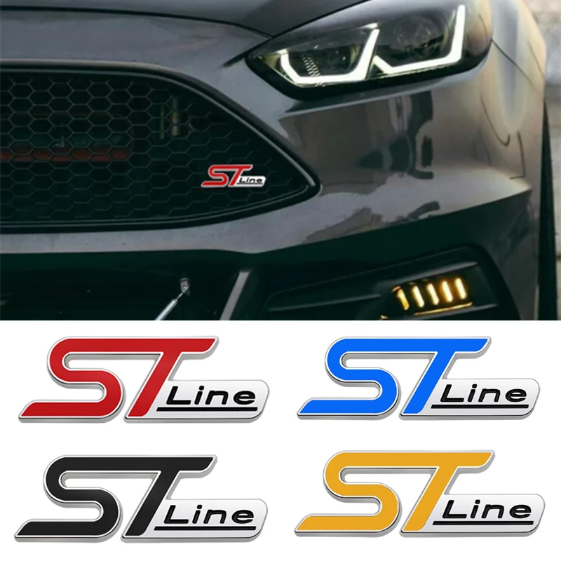 3D Metal St Line Griglia Anteriore Sticker Car Head Grill Emblem Badge Chrome Sticker Per Fiesta Focus Mondeo Auto Car Styling