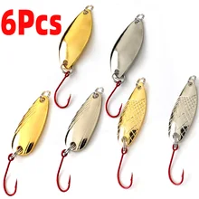 6Pcs 2.5g Wobbler Fishing Lures Spoon Lure Metal Bait For Bass Trout Pike Tackle Spinner Artificial Hard Sequin Paillette Steel