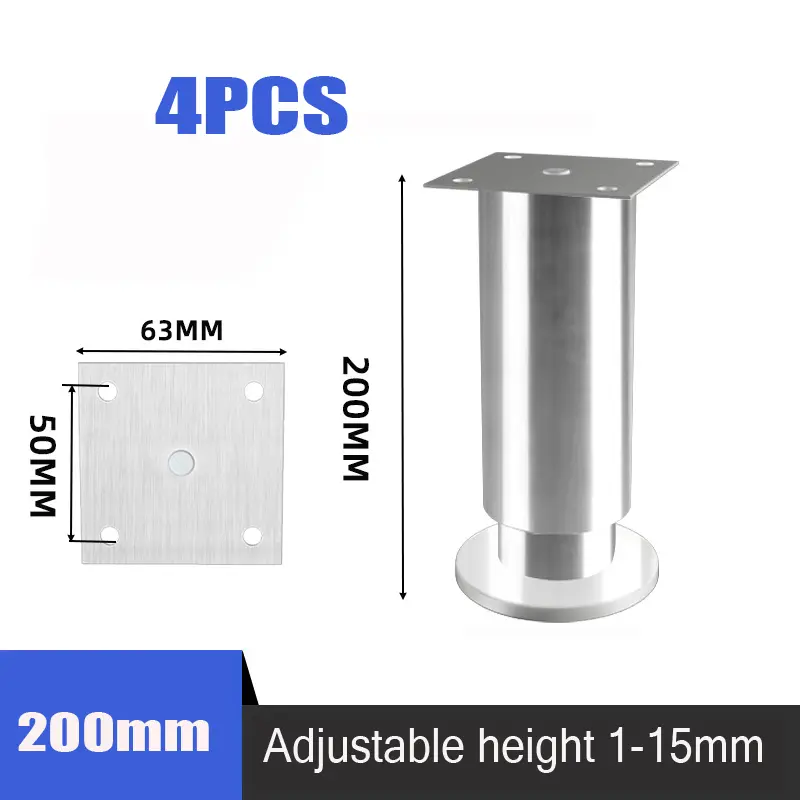 4PCS Height Adjustable Stainless Steel Furniture Feet Legs Kitchen Cabinet Sofa Legs Round Stand furniture leg - Image 8