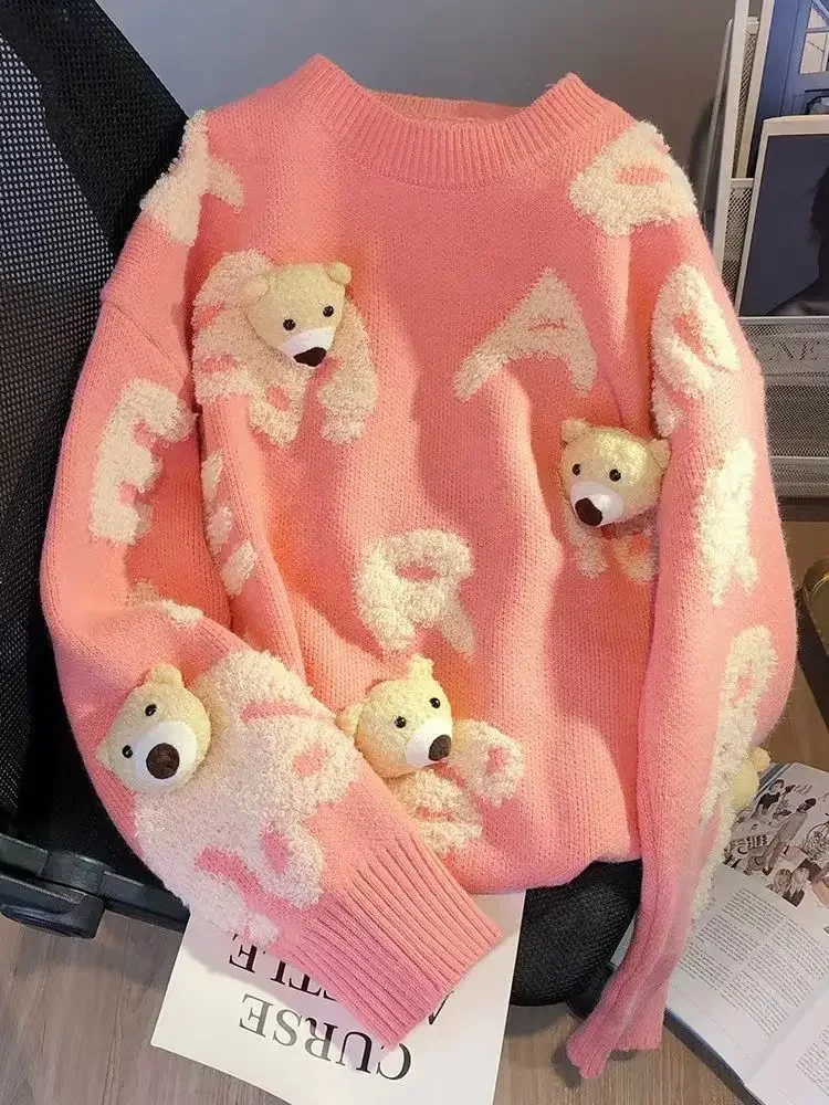 Zara Pull And Bear Aliexpress French Style Three-dimensional Bear