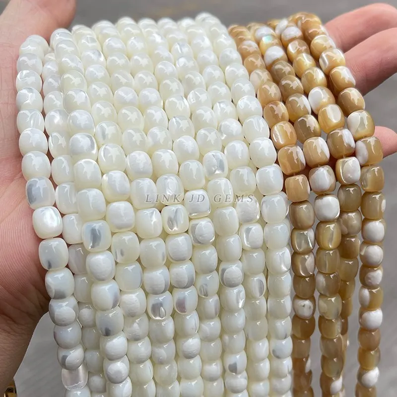 Natürliche weiße Kaffee farbe Trochus Muschel Perle Fassform poliert lose Abstand halter Perlen für Schmuck machen DIY Armband Halskette – Detail 10
