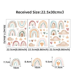 Boho Rainbow Sun Wall Stickers Set - Colorful Nursery & Kids Room Décor (Style A)