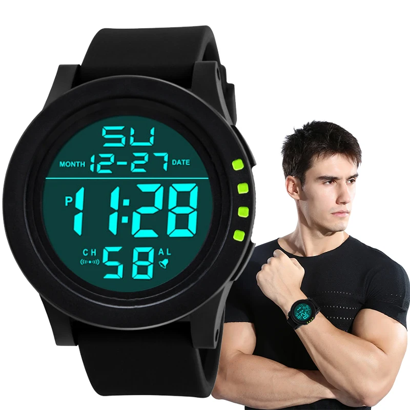 50m Waterproof Men's Digital Fitness Outdoor Wristwatch for Men Automatic Sports Automatic Date Watch Male Smart Montre Homme half finger gloves male thin driving breathable fitness non slip bicycle tactical fingerless real leather gloves men nan8 2