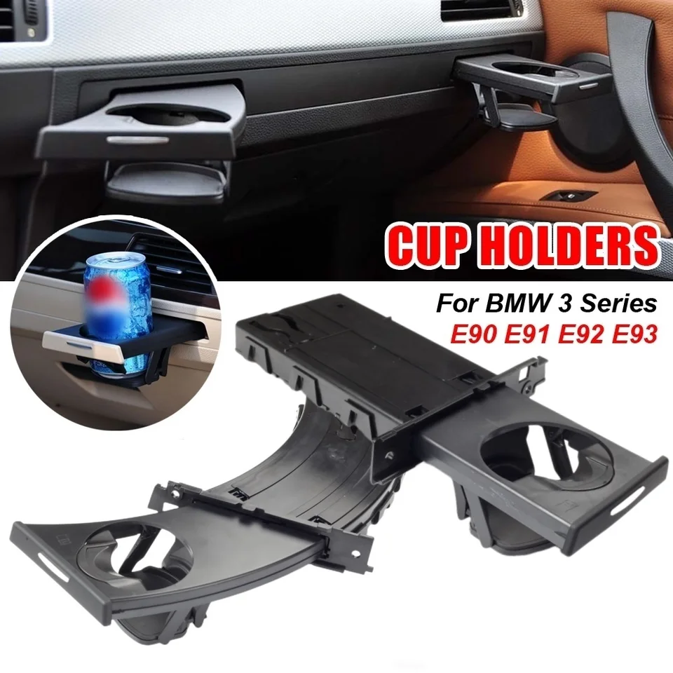 Auto Water Cup Houder Dashboard Intrekbare Vervanging Front Driver Links Voor BMW E90 E92 325xi 328xi 323i 330xi 335xi 335i Interieur Accessoires (Zwart Links Bocht