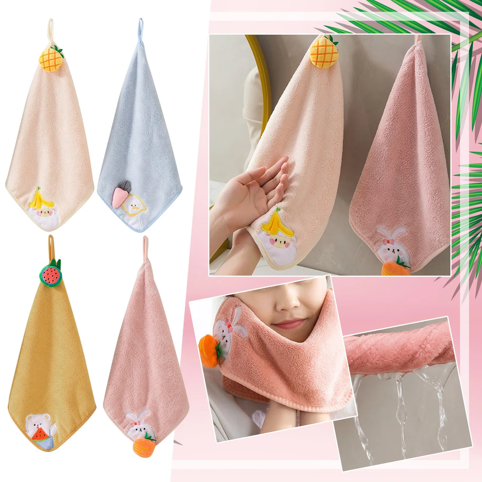 Wiping Hand Cloth, Cute Cartoon Hangable Hand Towels, Super Absorbent Soft  Coral Velvet Towels, Kitchen Supplies - Temu