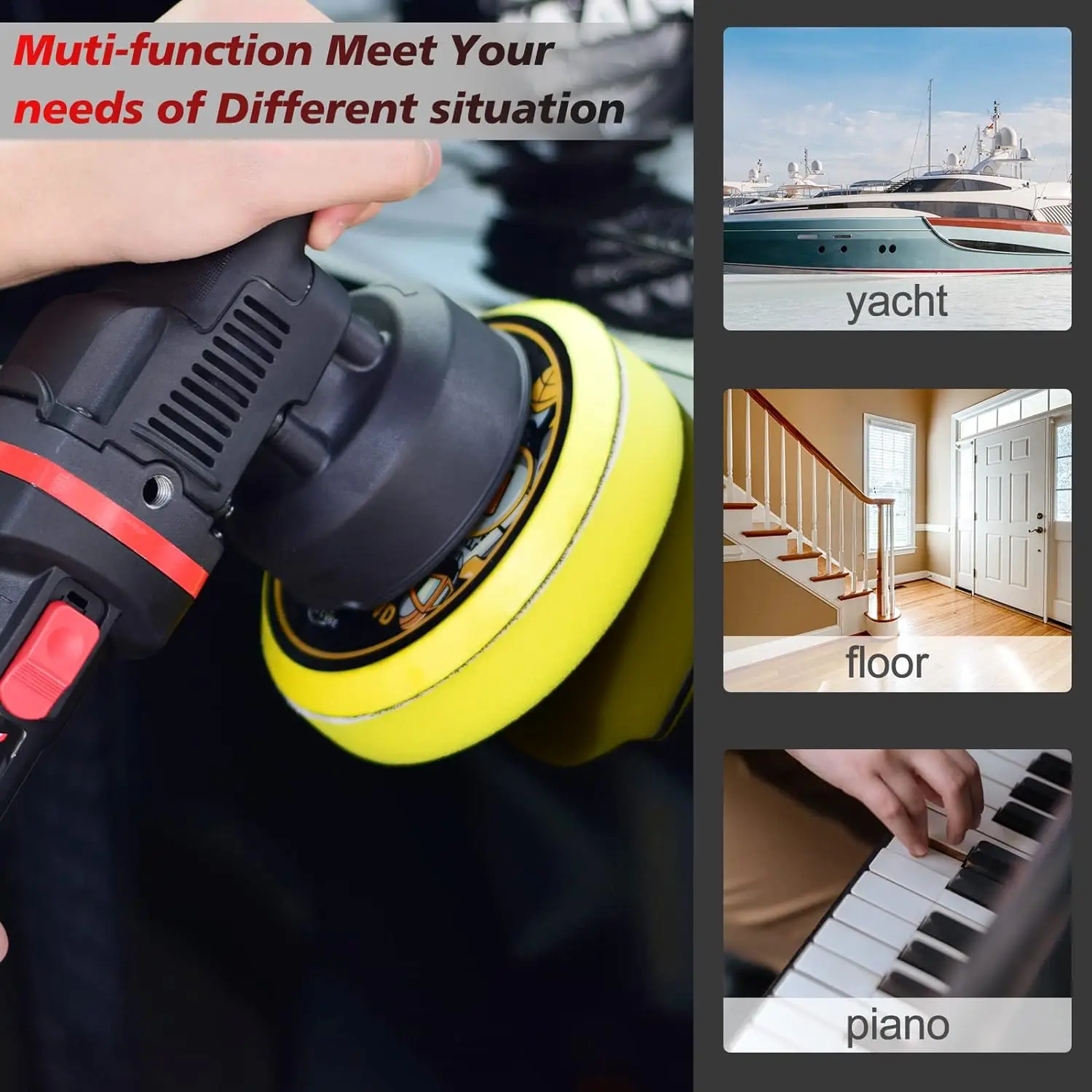 Car Buffer Polisher 6 inch Dual Action Polisher Random Buffer kit with 6 Variable Speed 1000-4500rpm