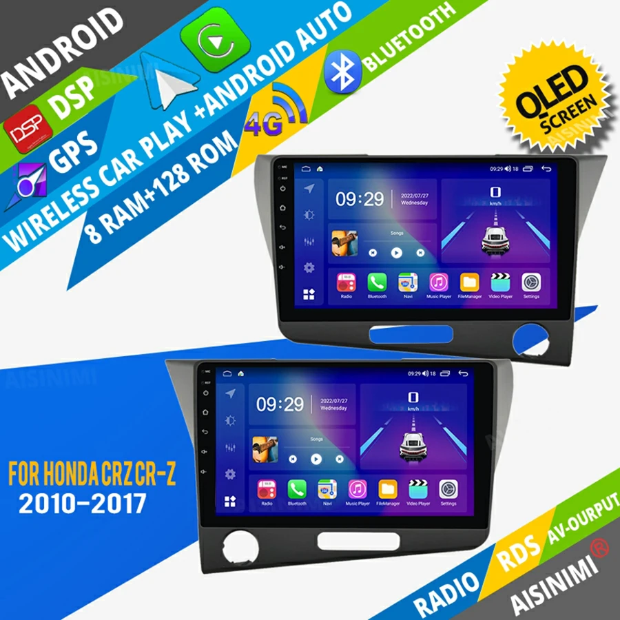 

AISINIMI автомобильный dvd-плеер на основе Android навигация для HONDA CRZ CR-Z 2010-2017, автомобильное радио, автомобильное аудио, Gps, мультимедийный стерео монитор