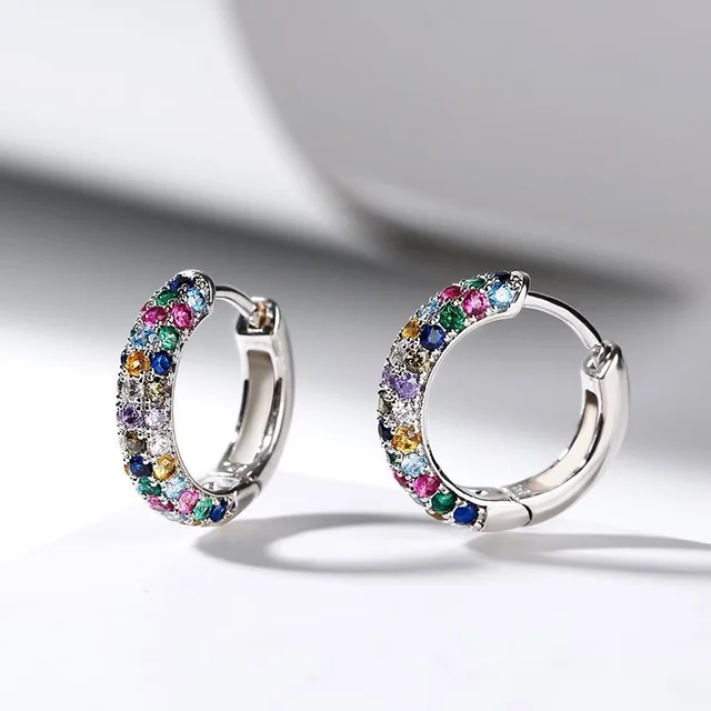 Crystal Lymphatic Drainage Earrings Colorful Crystal Round Hoop Earrings Fashion Magnetotherapy Weight Loss Slimming Jewelry 4